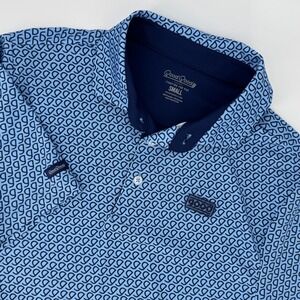 Good Good Golf Mens Small Blue Monogram Logo Performance Polo Shirt Short Sleeve